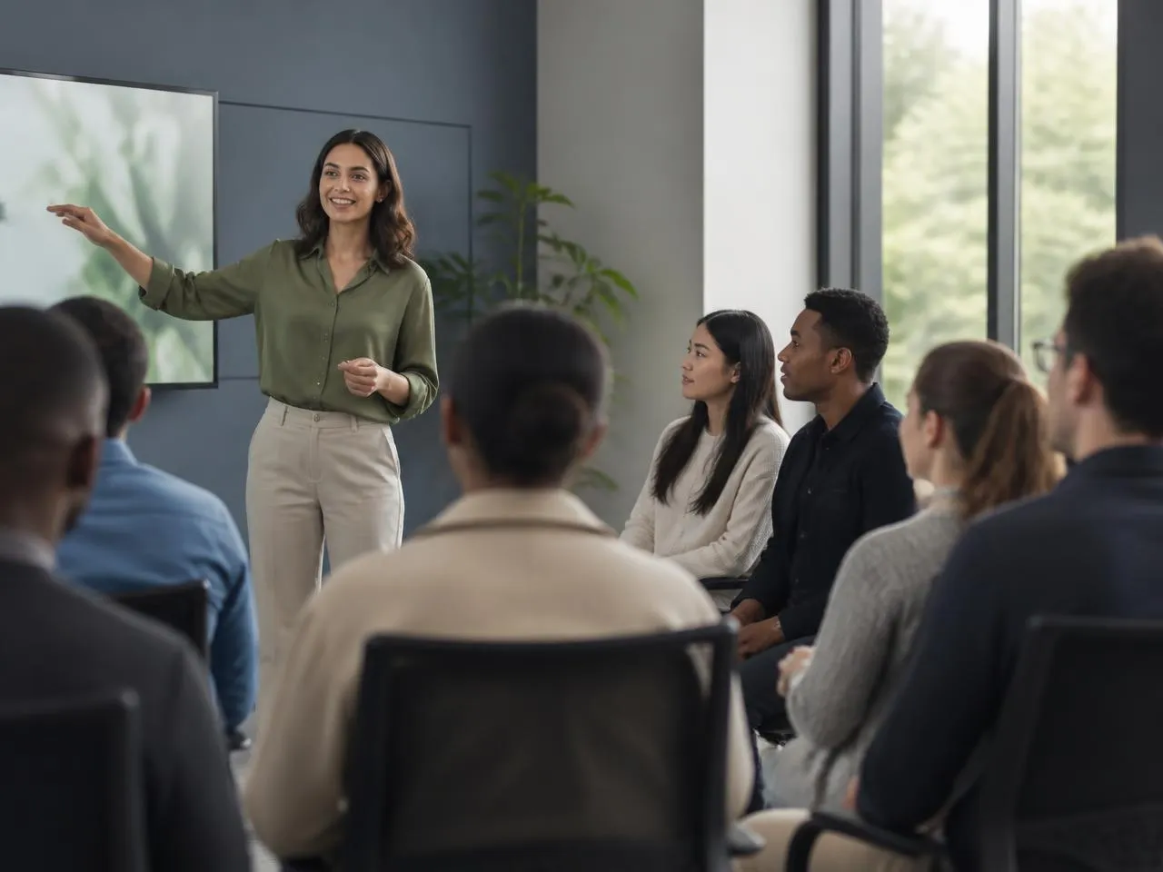 New hires in an onboarding orientation session