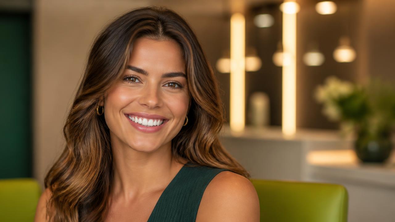 Woman with a bright, confident smile after cosmetic dental treatment
