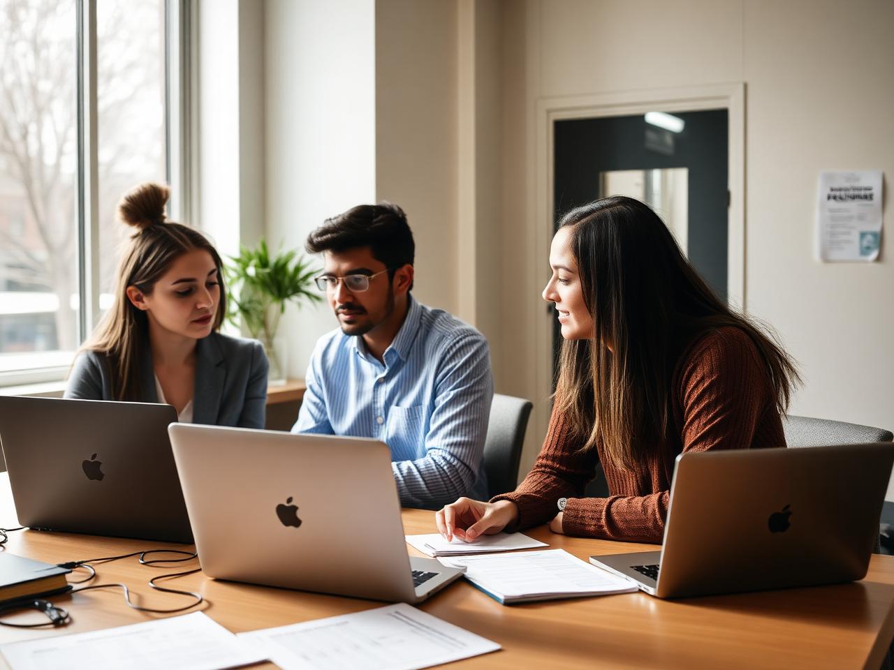 Admissions advisors reviewing enrollment numbers together