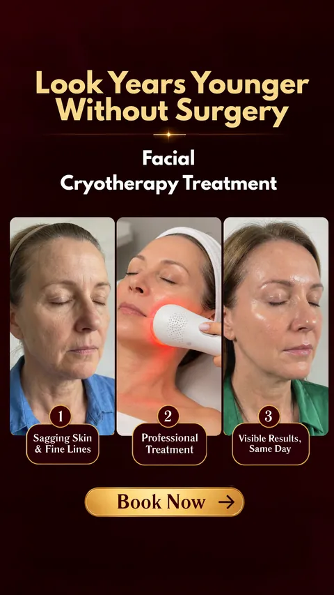 Med spa ad creative for a facial cryotherapy anti-aging treatment